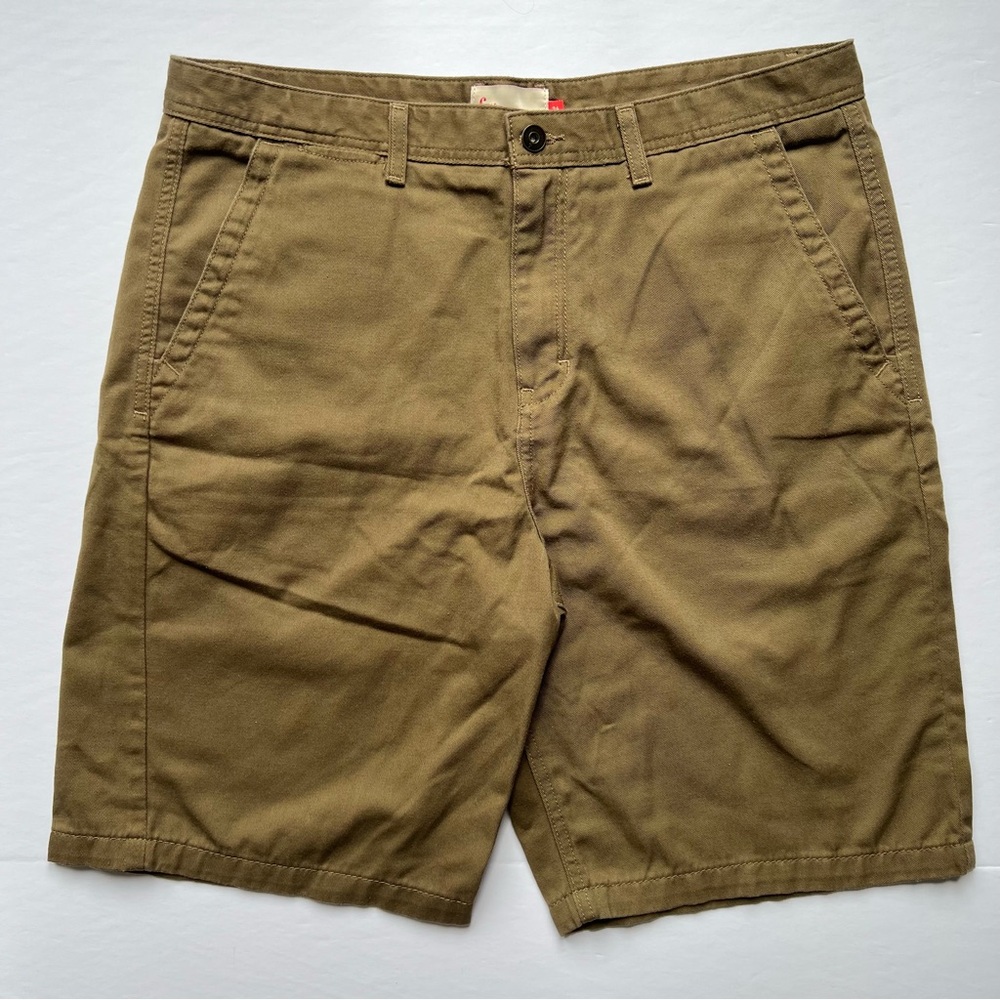 Dark Khaki Chinos Men’s 34W FreeWorld Like New Flat Front Golf Business Casual